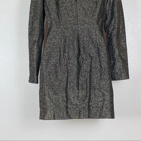 NWT Diane von Furstenberg Long-Sleeve Metallic-Knit Mini Dress - Picture 13 of 16